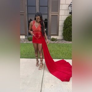 Red Formal Dress XSmall Brown Mesh